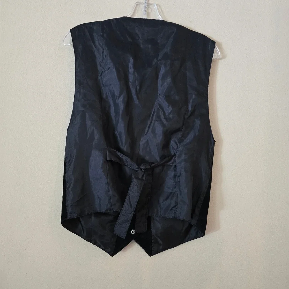 BB Dakota Leatherwear Mens Black‎ Suede Leather Vest Silver Button Cinch Back S